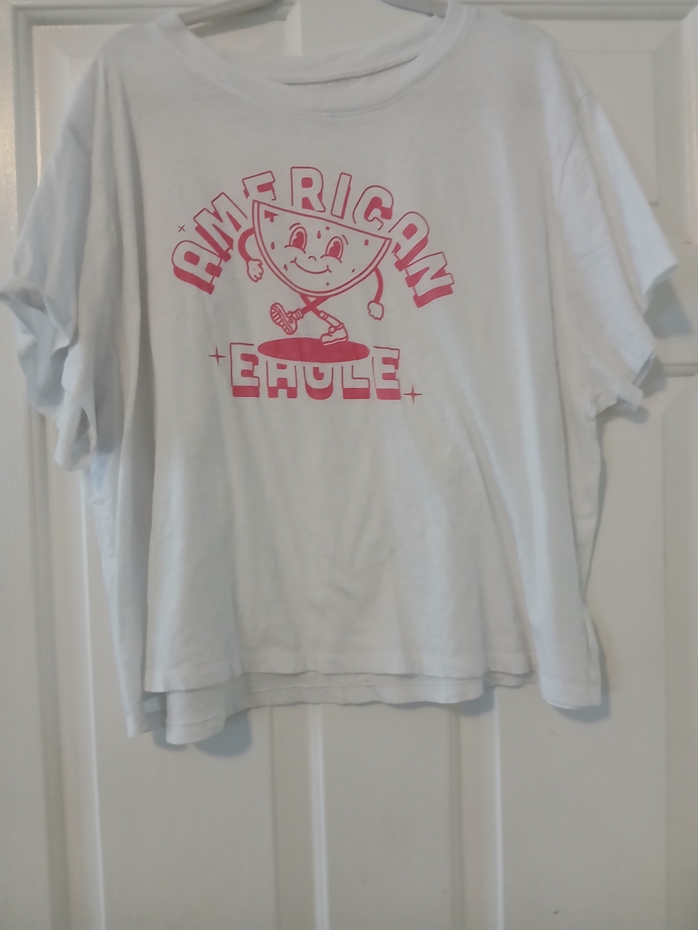 American Eagle Outfitters White Tee with Pink Graphic